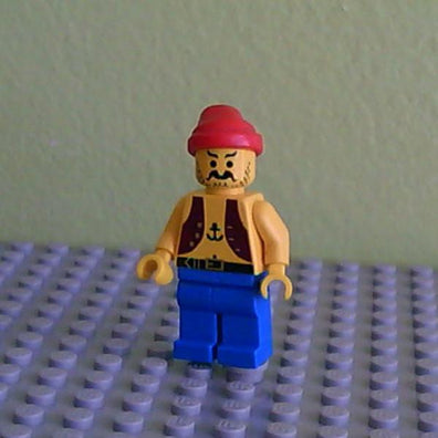 LEGO Minifigure-Pirate Anchor Shirt, Blue Legs, Red Bandana-Pirates / Pirates I-PI013-Creative Brick Builders